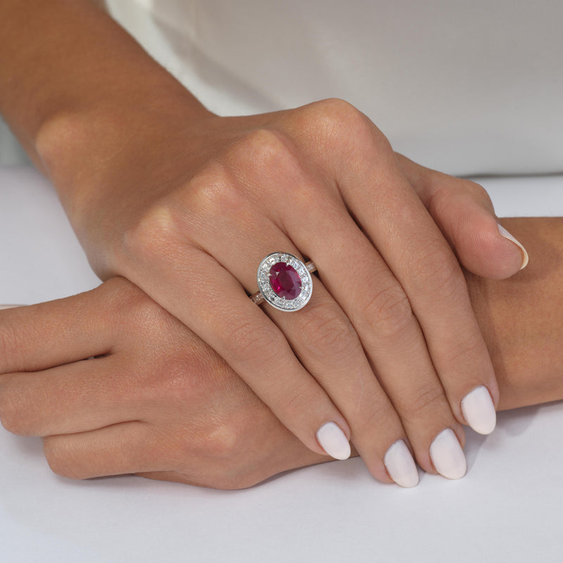 4.06ct Vivid Red Burma Ruby Frame Ring