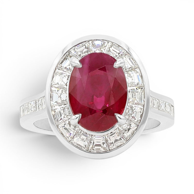 4.06ct Vivid Red Burma Ruby Frame Ring