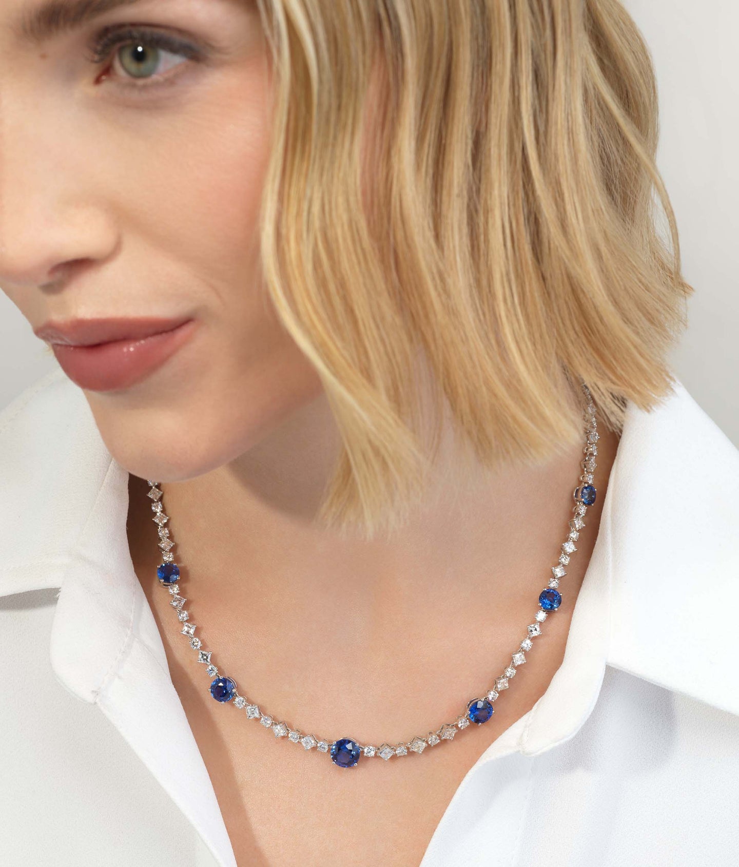 15.59tcw Sapphire & Diamond Necklace