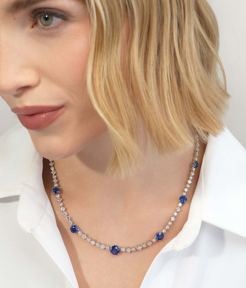 15.59tcw Sapphire & Diamond Necklace