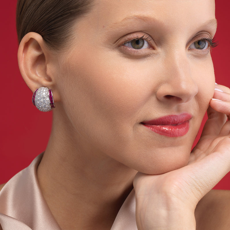 Diamond & Calibre Ruby Earrings