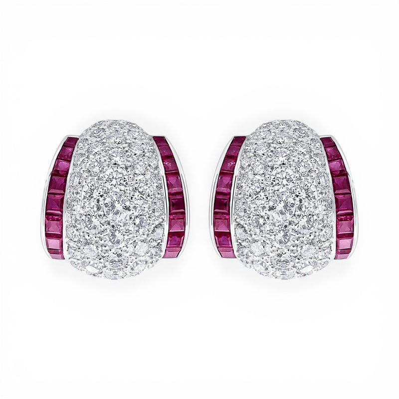 Diamond & Calibre Ruby Earrings