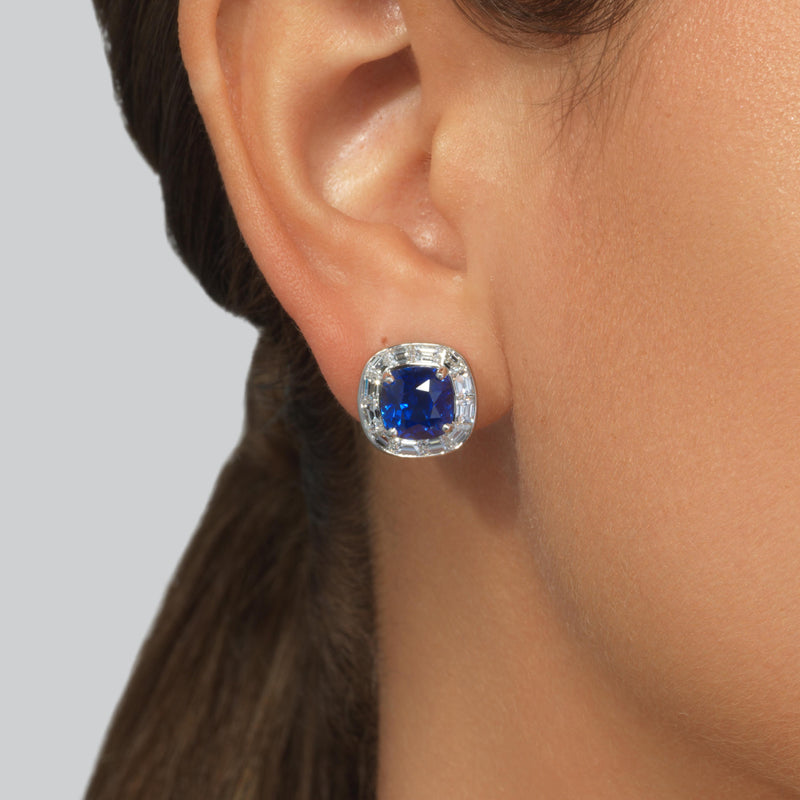 8.69tcw Ceylon Sapphire Frame Earrings