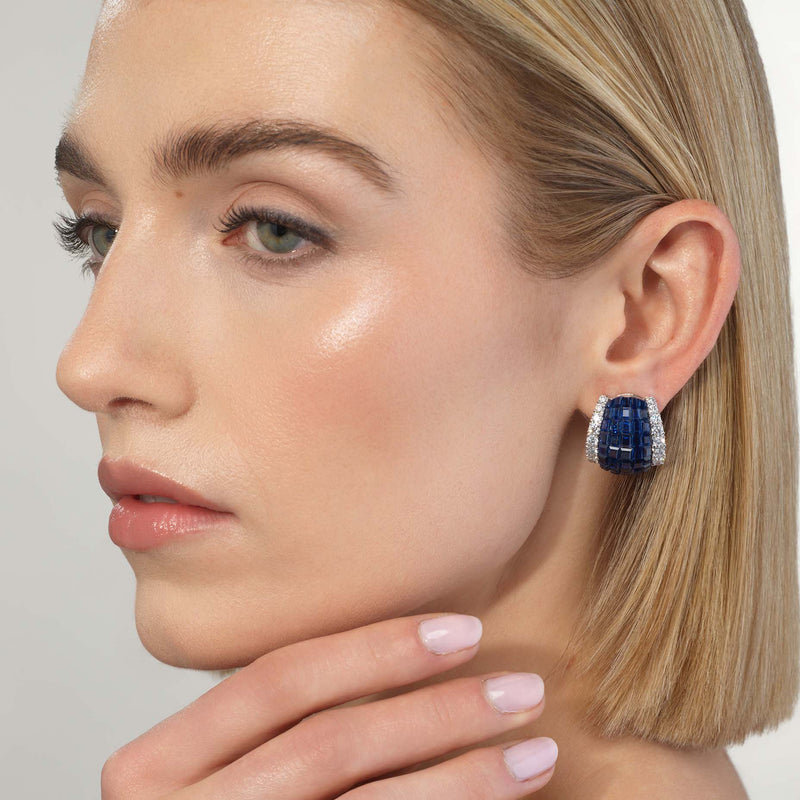 Invisibly Set Sapphire Earrings