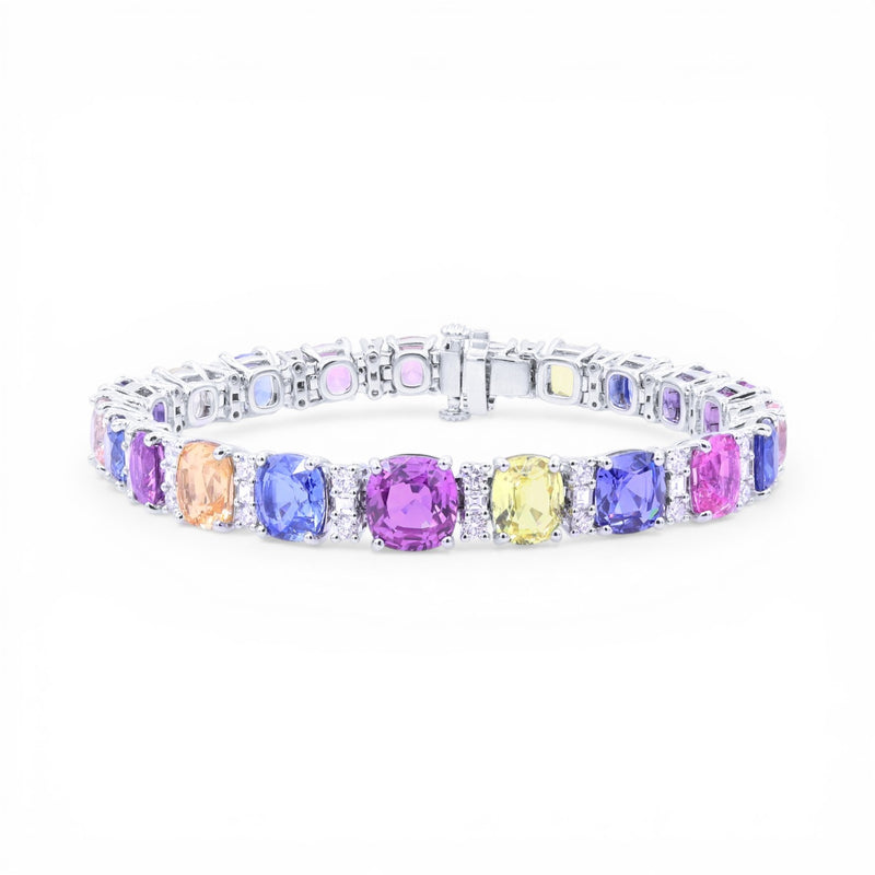 38.96tcw No Heat Multi-Color Sapphire Bracelet