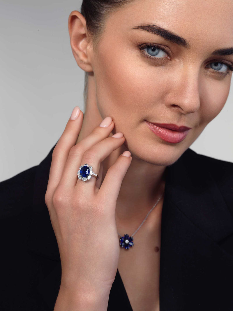 4.63ct No Heat Sapphire 'Entourage' Ring