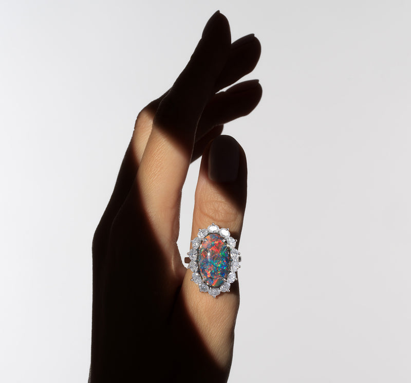 7.73ct Black Opal 'Entourage' Ring
