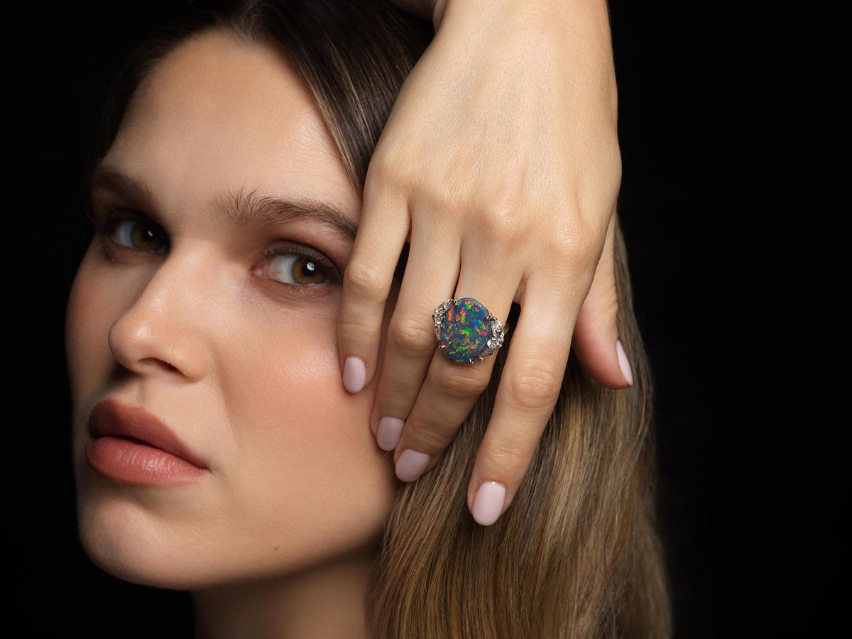 10.20ct Black Opal Ring