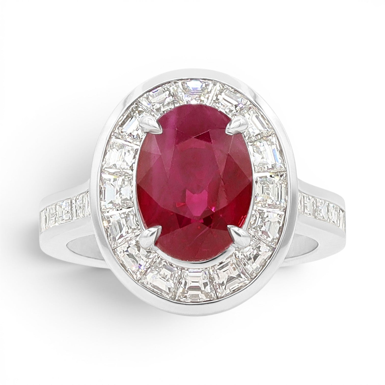 4.06ct Vivid Red Burma Ruby Frame Ring