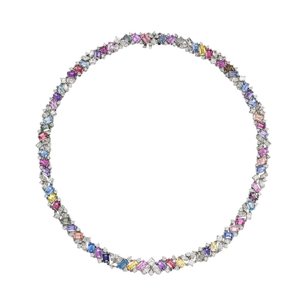 42.84tcw No Heat Multi-Color Sapphire Necklace