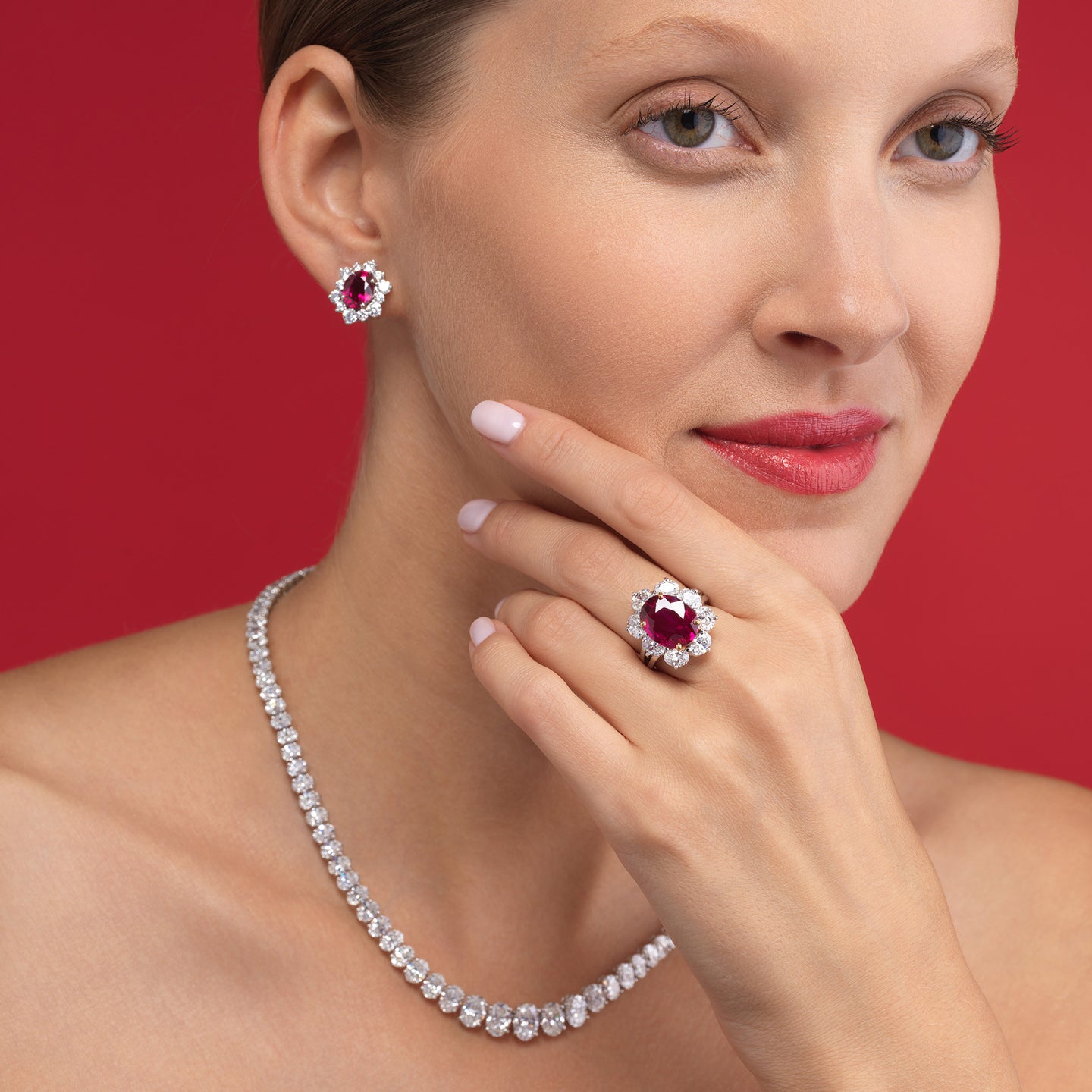 34.93tcw Oval Diamond Riviera Necklace