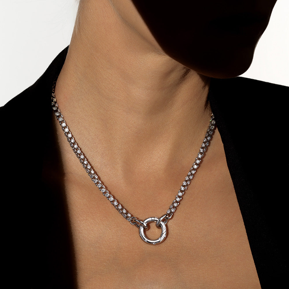 Double Sided Diamond Link Necklace