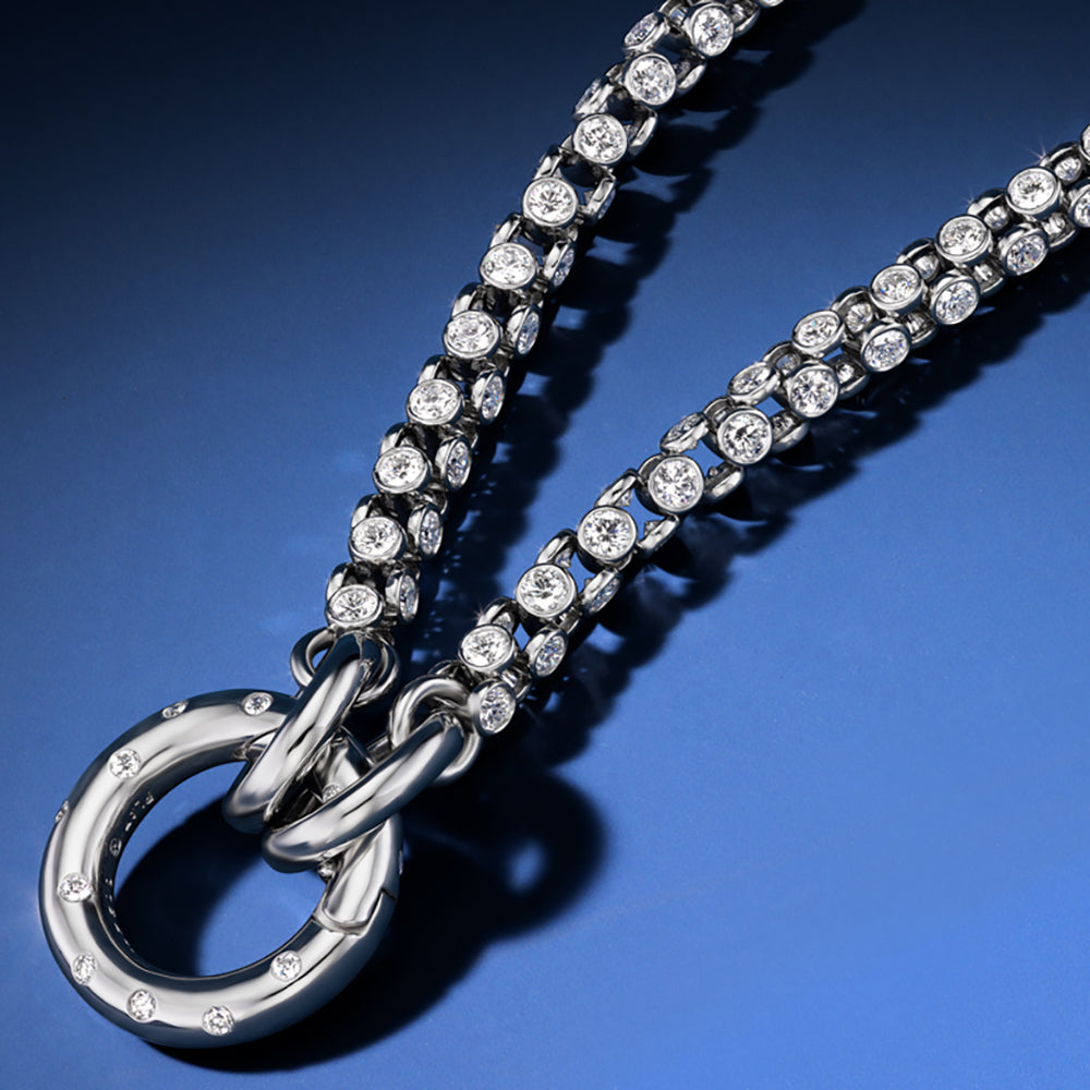 Double Sided Diamond Link Necklace