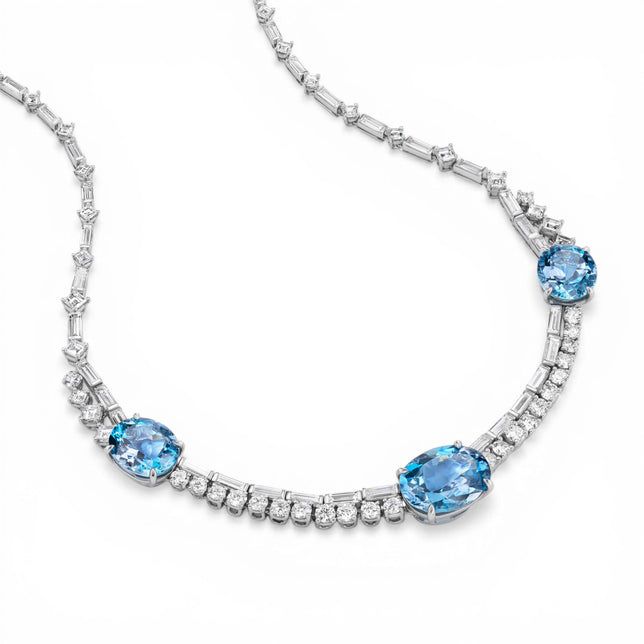 19.96tcw Aquamarine & Diamond Necklace