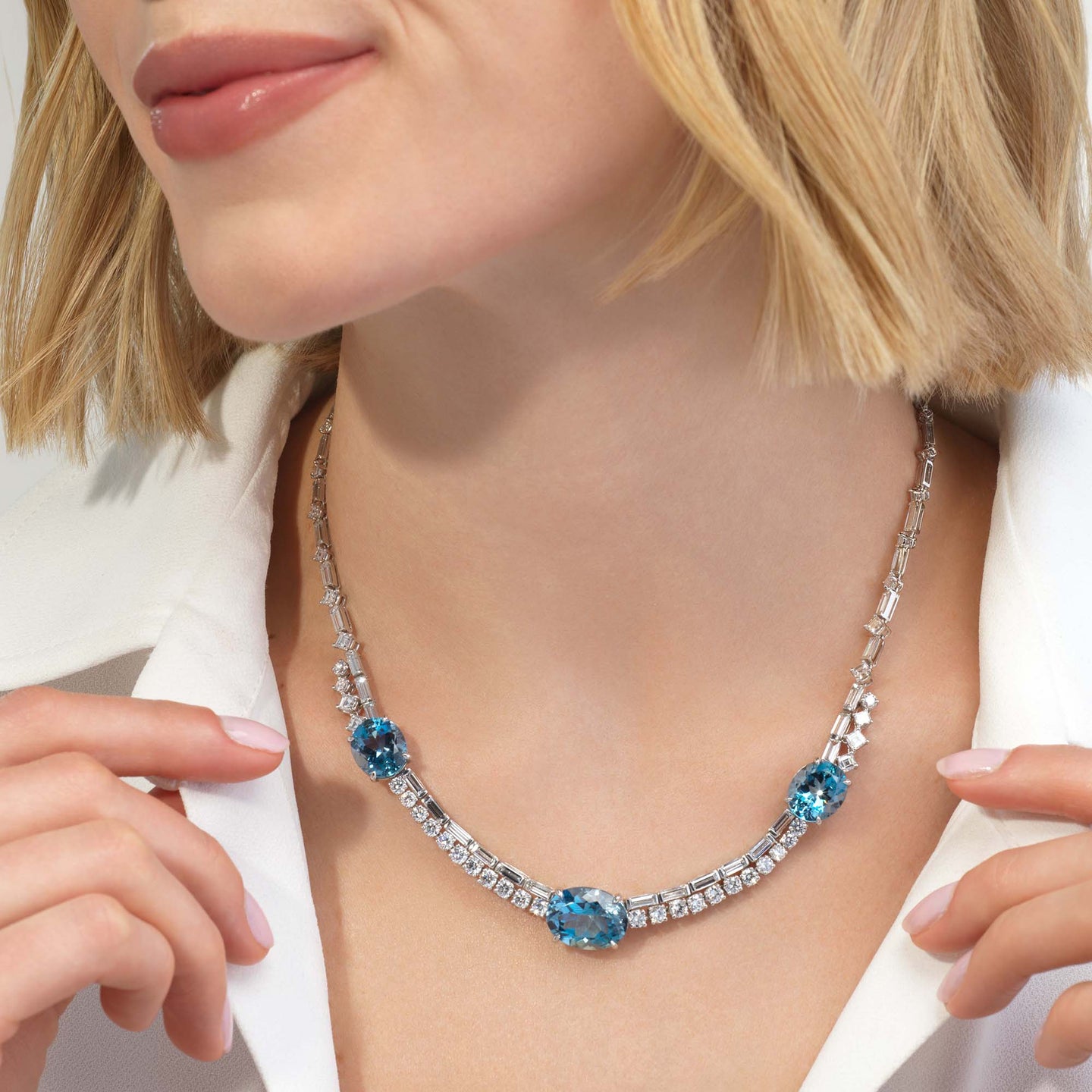 19.96tcw Aquamarine & Diamond Necklace