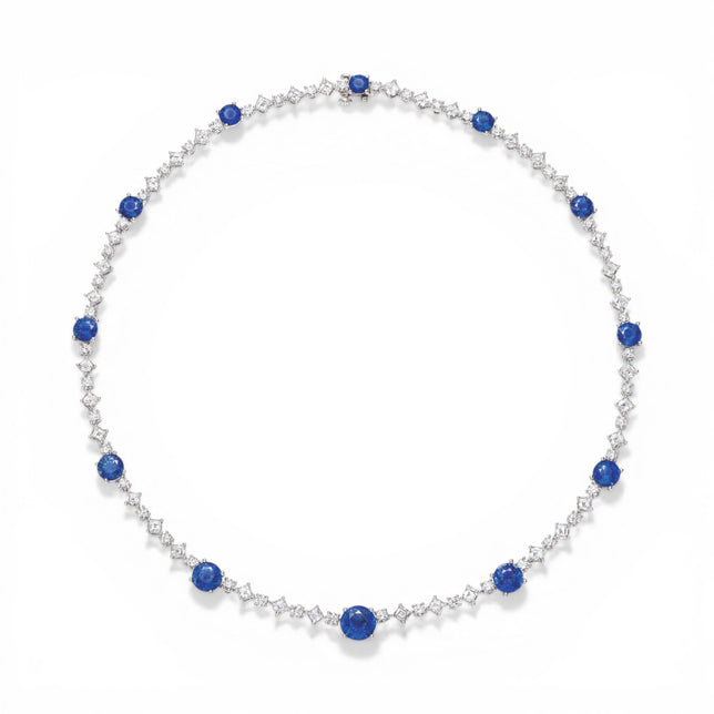 15.59tcw Sapphire & Diamond Necklace