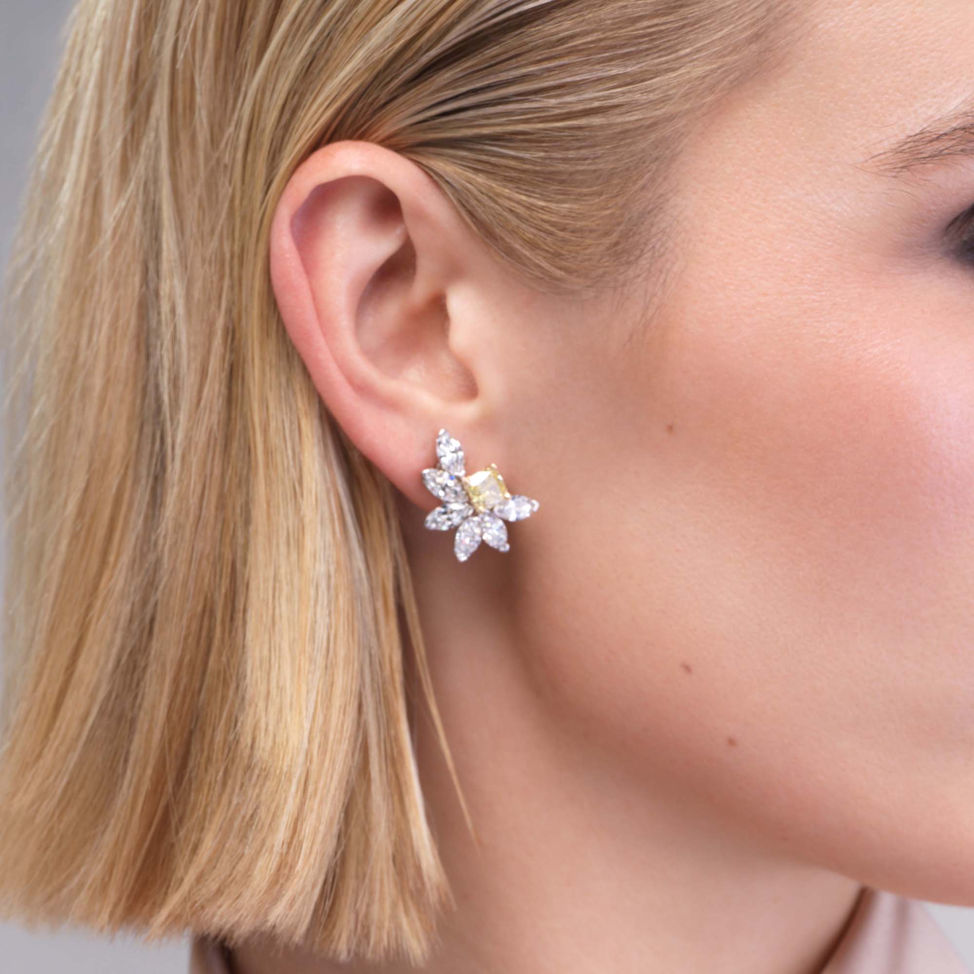 2.42tcw Fancy Yellow Diamond Earrings
