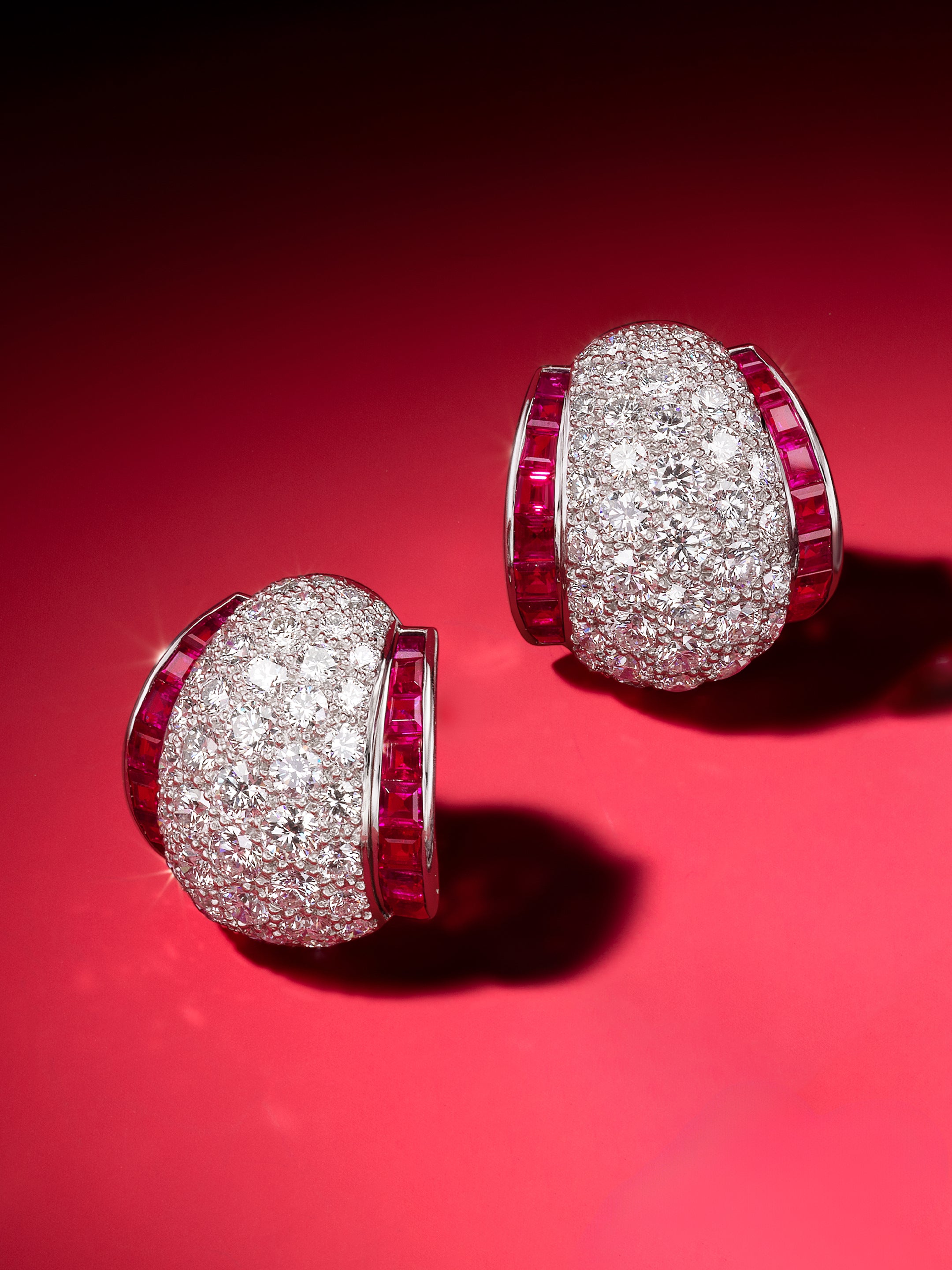 Diamond & Calibre Ruby Earrings