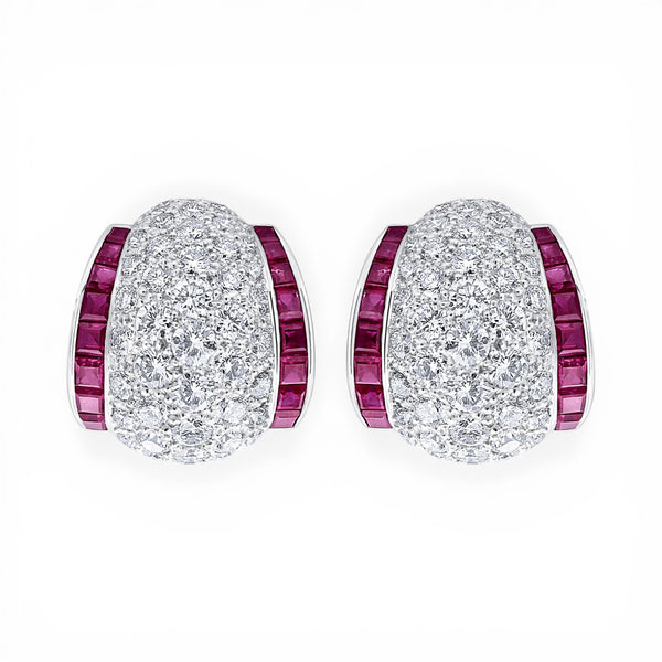 Diamond & Calibre Ruby Earrings