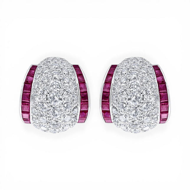 Diamond & Calibre Ruby Earrings