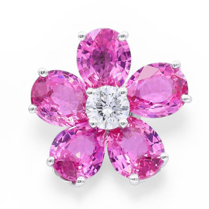 Pink Sapphire Flower Earrings