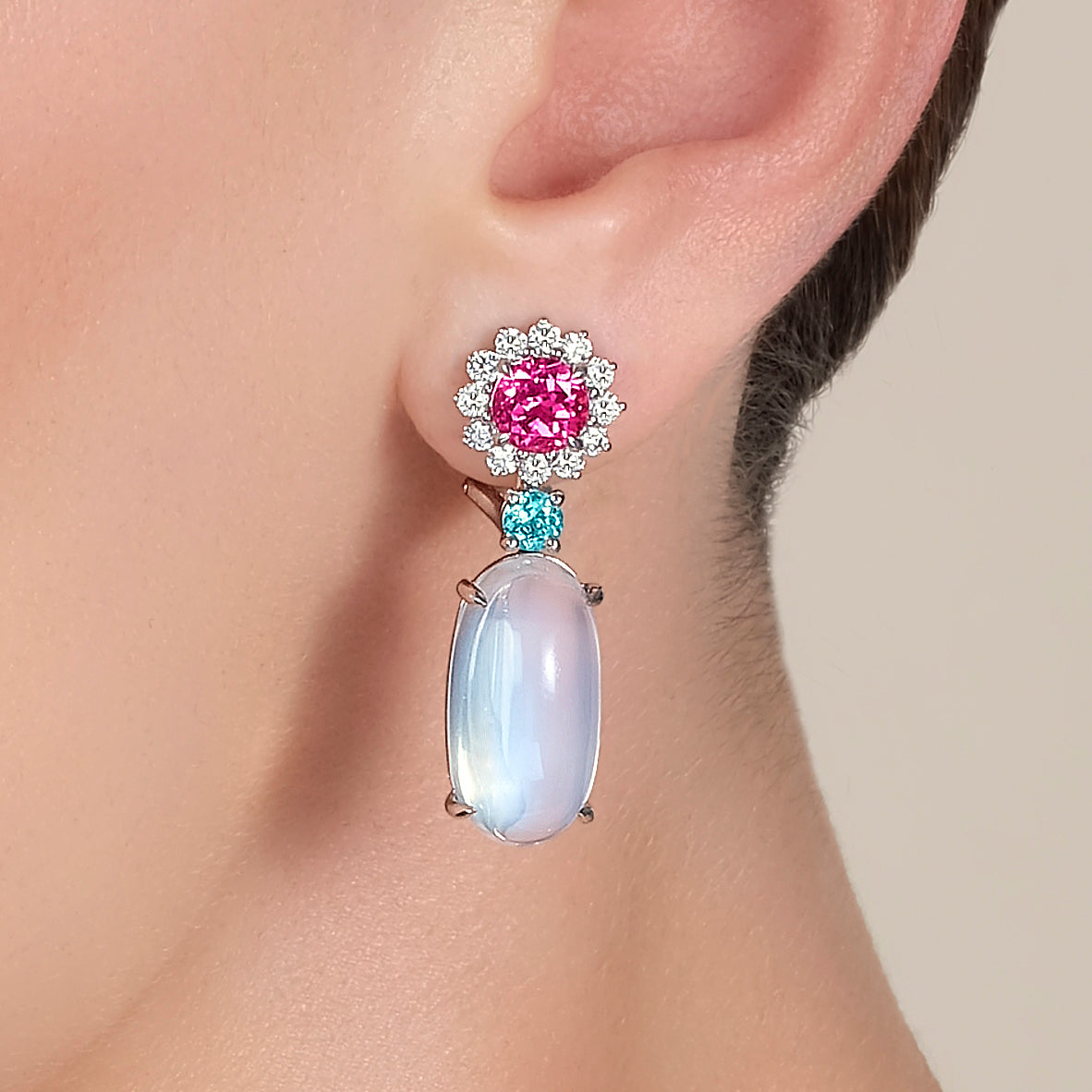 23.35tcw Moonstone & Spinel Earrings