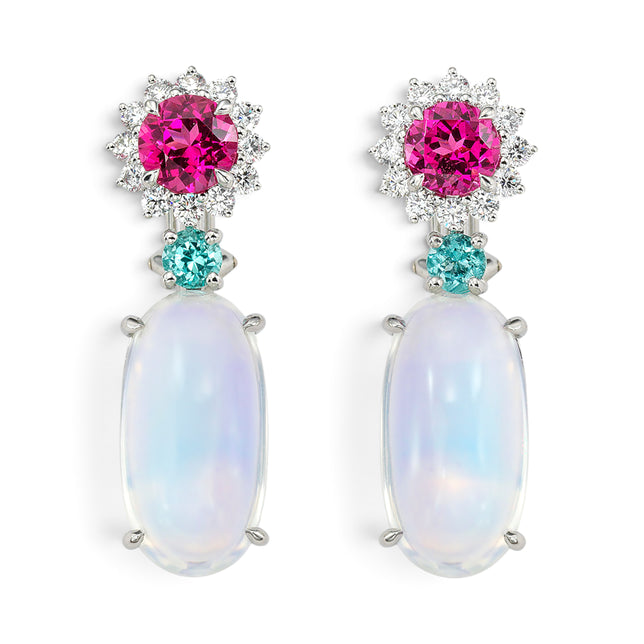 23.35tcw Moonstone & Spinel Earrings