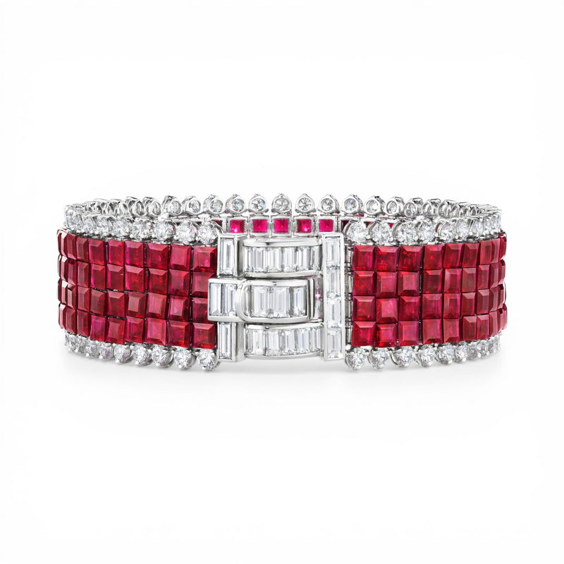 Invisibly Set Ruby Bracelet