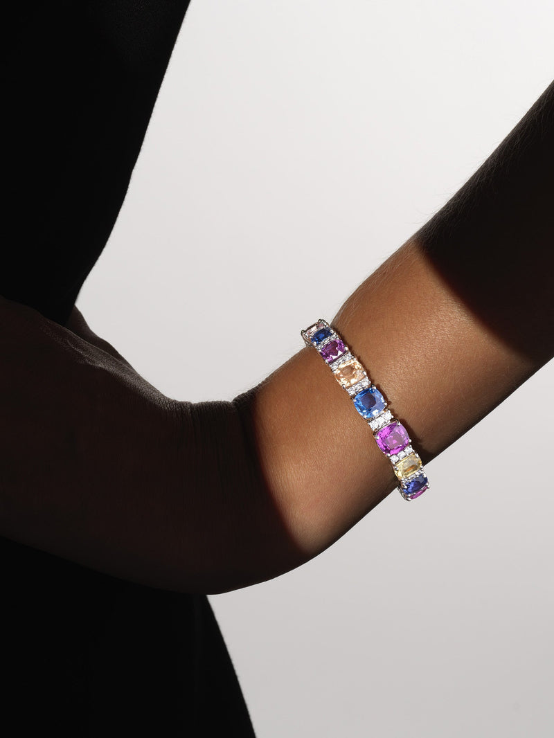 38.96tcw No Heat Multi-Color Sapphire Bracelet