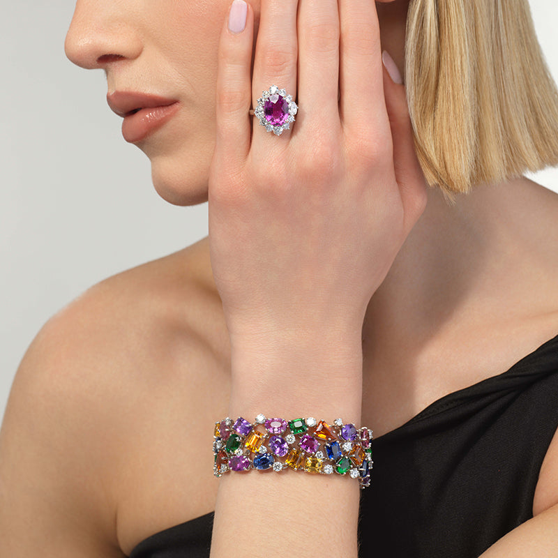93.48tcw Multi-Color Sapphire Bracelet