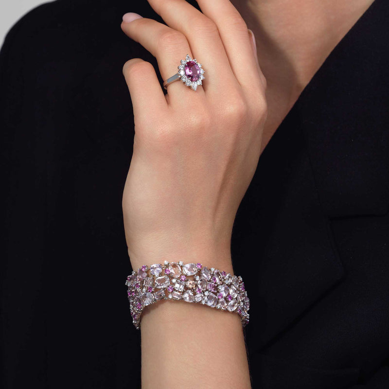 71.96TCW No Heat Padparadscha Bracelet