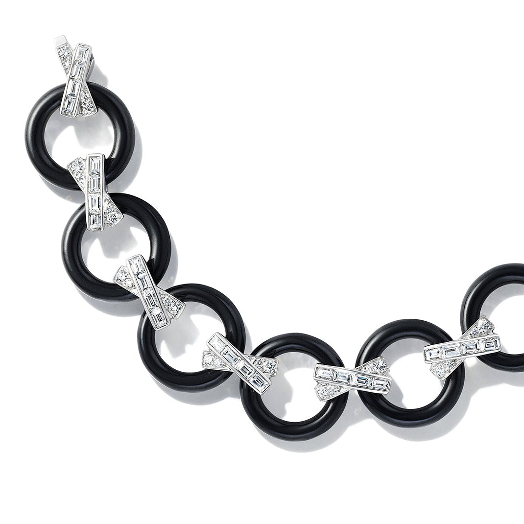 Black Jade & Diamond Link Bracelet