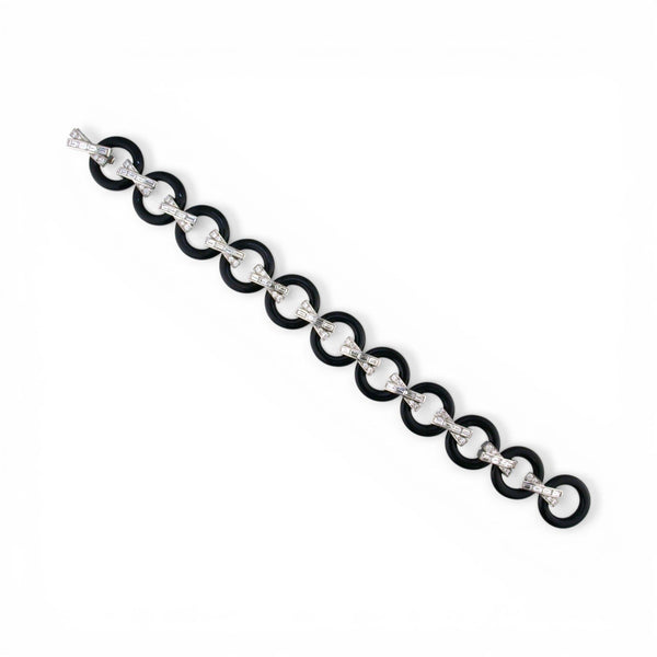 Black Jade & Diamond Link Bracelet