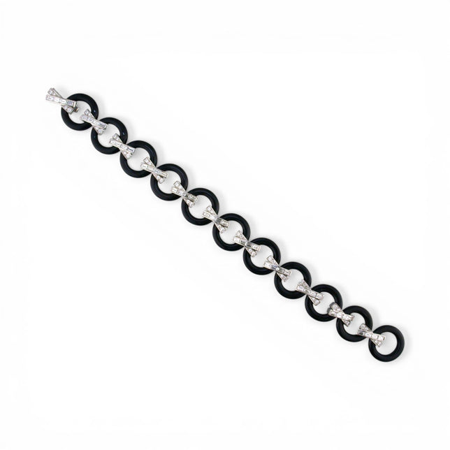 Black Jade & Diamond Link Bracelet