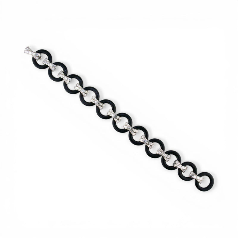Black Jade & Diamond Link Bracelet