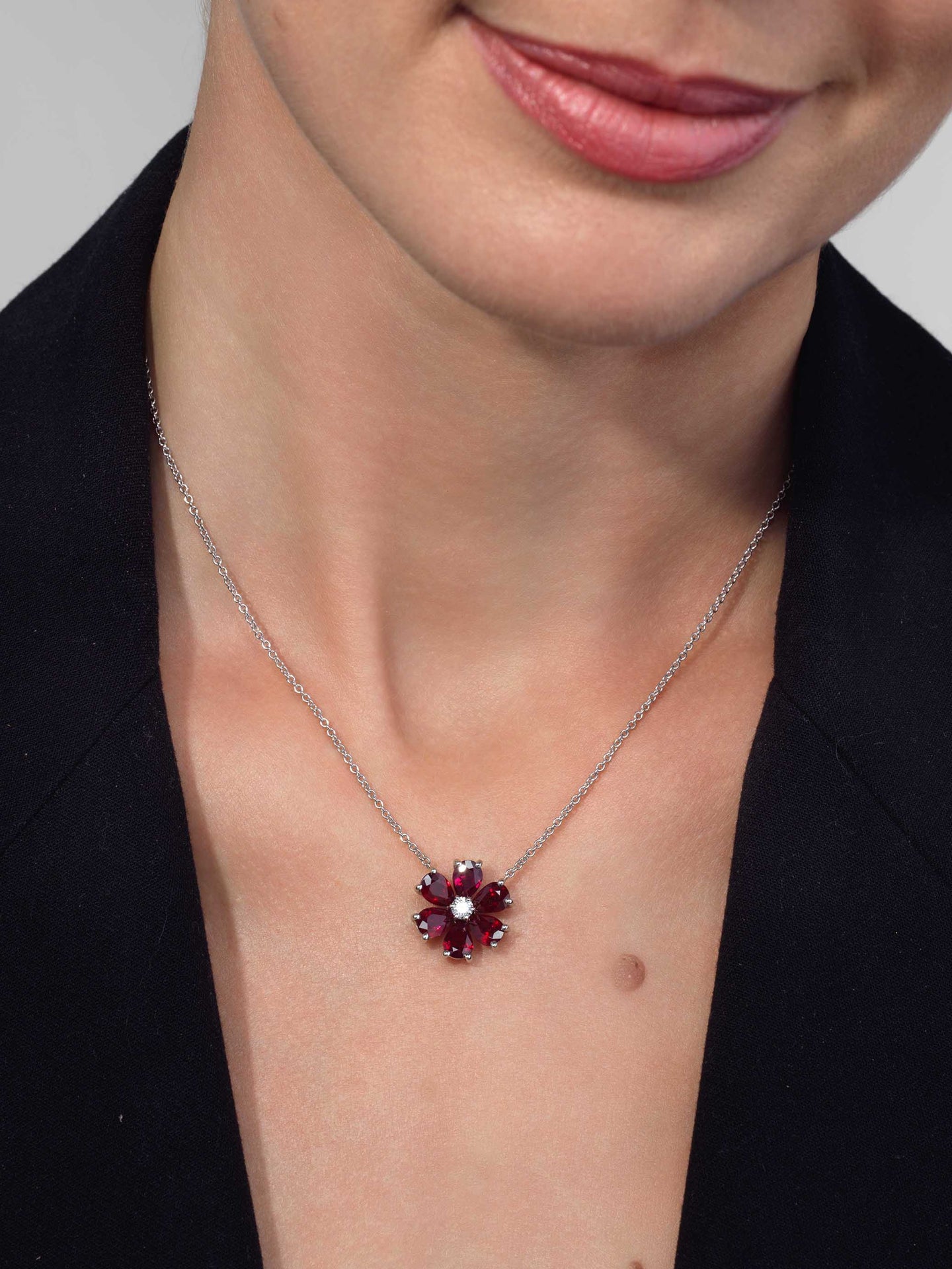 Ruby Flower Pendant