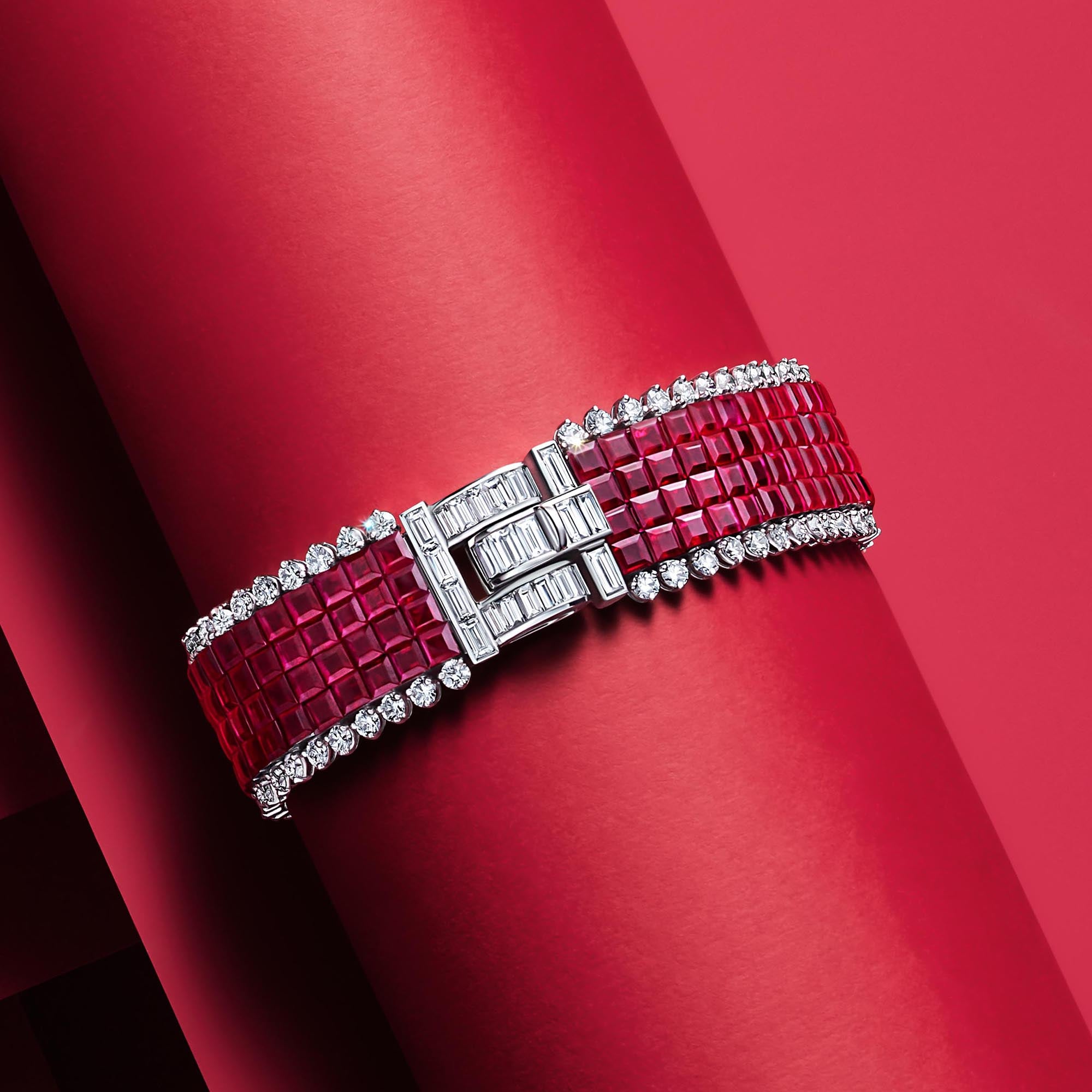 Invisibly Set Ruby Bracelet
