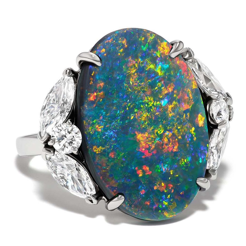 10.20ct Black Opal Ring