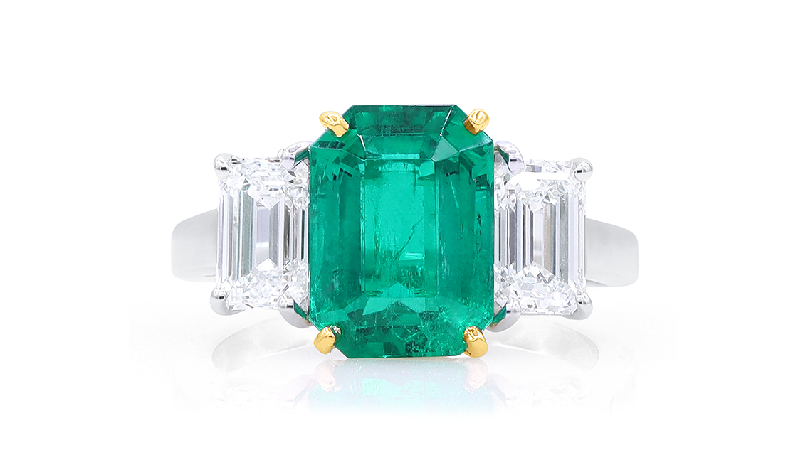Gold & Platinum 3.49ct Colombian Emerald Ring - Oscar Heyman