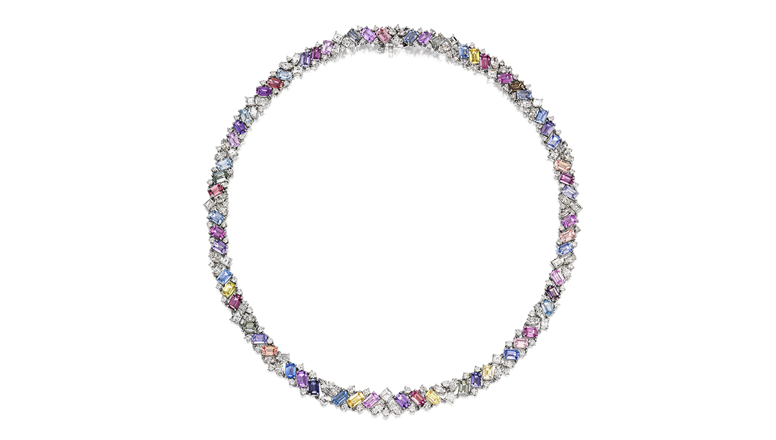 Multi Color Sapphire Necklace, Sapphire Jewelry