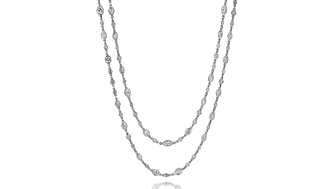 Platinum Fancy Shape Diamonds by the Yard Necklace - Oscar Heyman